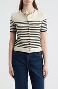 rag & bone Anne Stripe Short Sleeve Wool Cardigan
