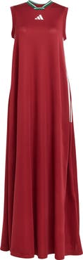 adidas Tiro 3-Stripes Recycled Polyester Mesh Maxi Dress