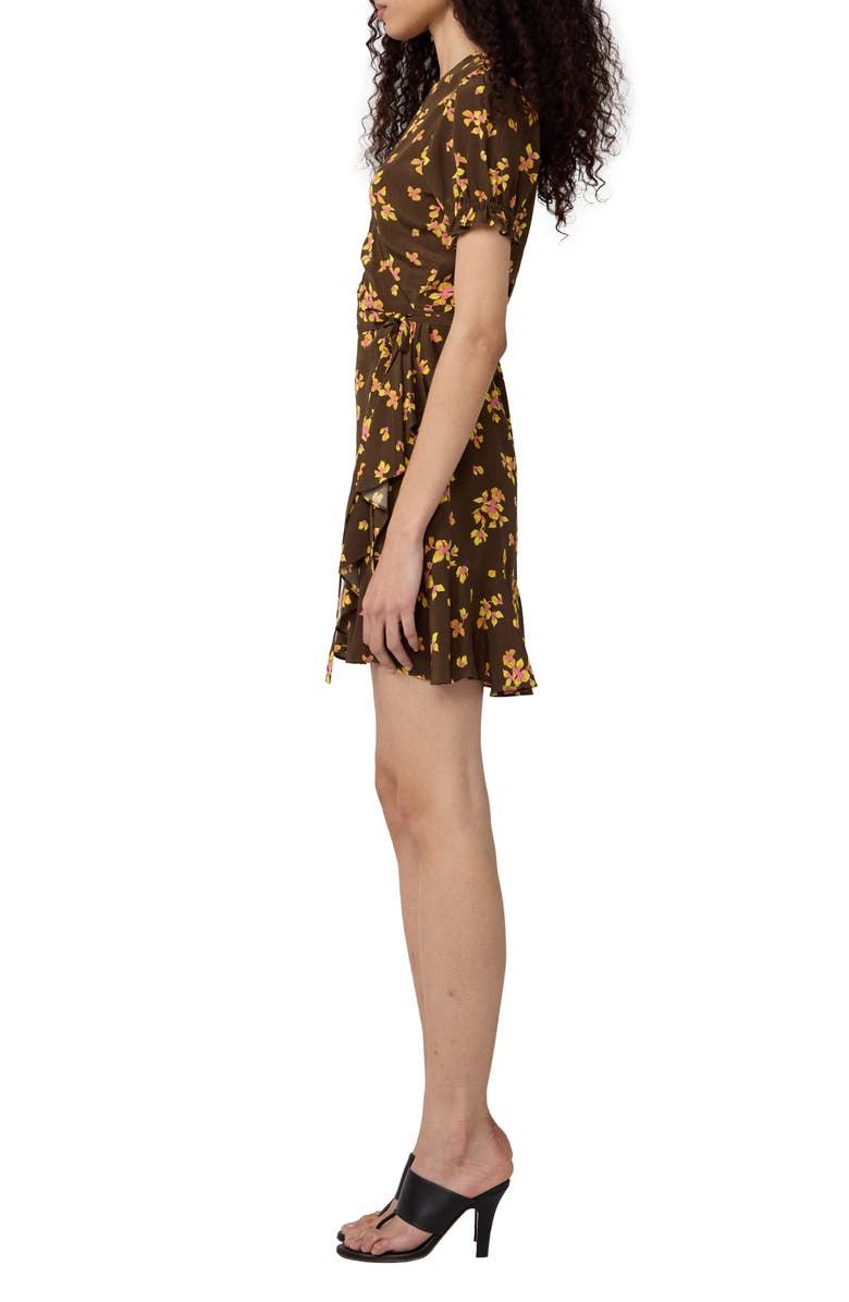 Diane von Furstenberg Emilia Floral Wrap Minidress, Alternate, color, Island Orchid