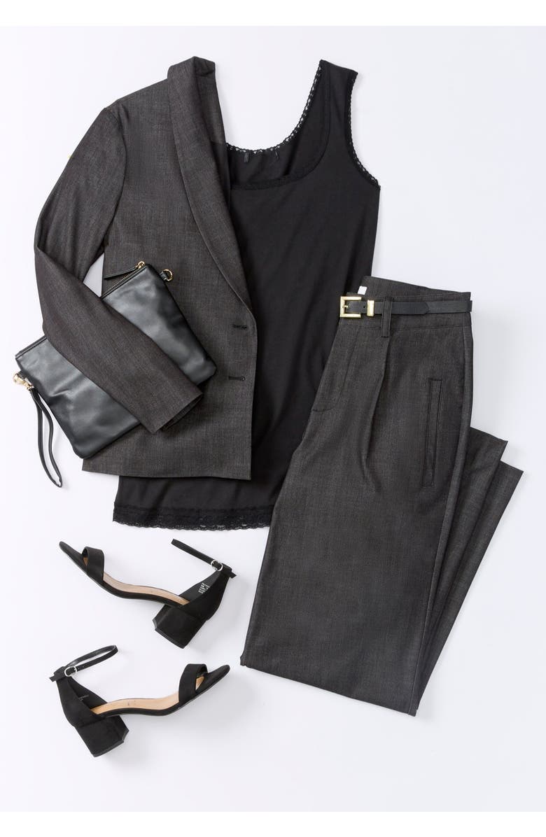 Jessica London Slubbed Denim Blazer, Alternate, color, Black