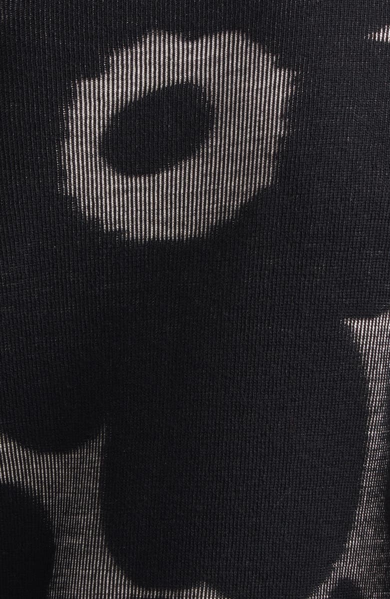 Marimekko Laatia Unikko Long Sleeve Rib Wool Blend Sweater Dress, Alternate, color, Black Light Pink