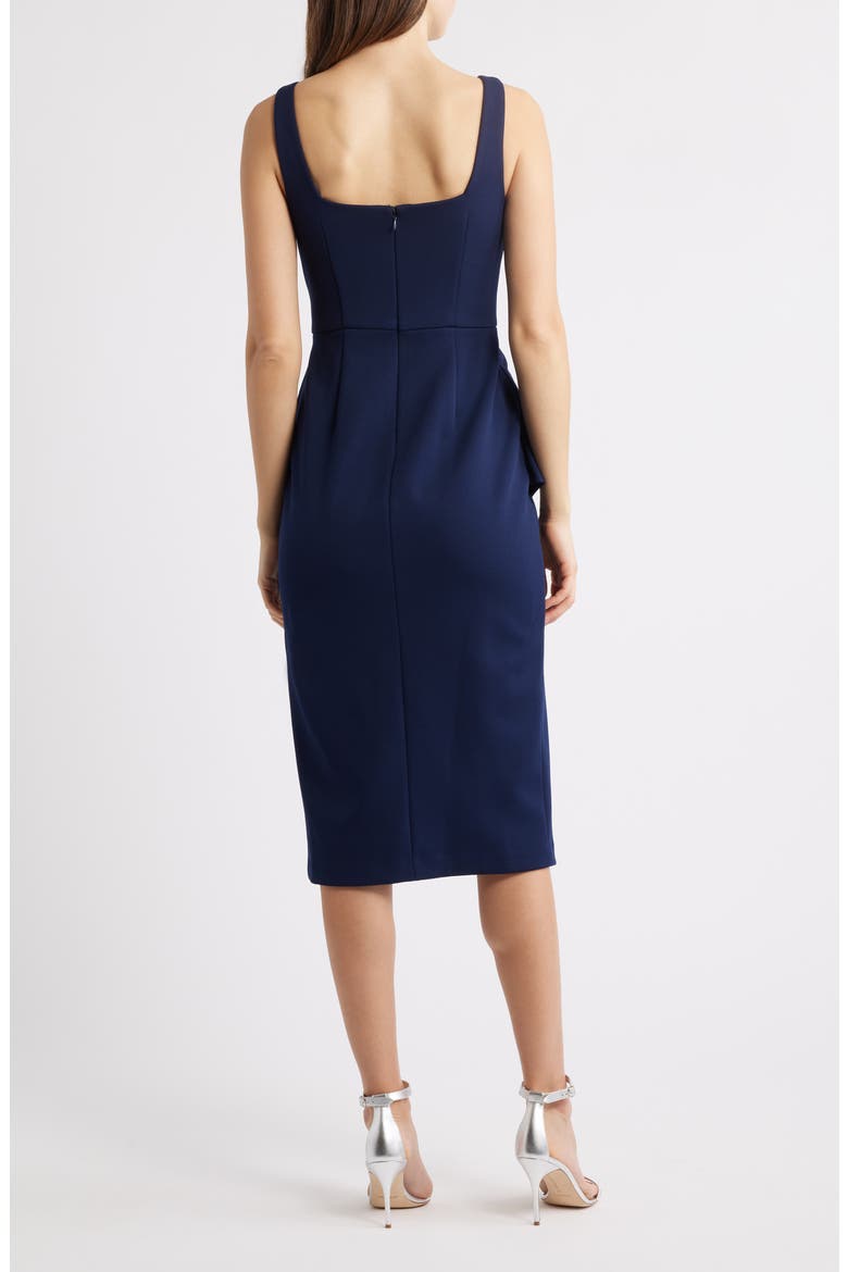 Crepe Peplum Detail Cocktail Midi Dress, Alternate, color, DARK NAVY