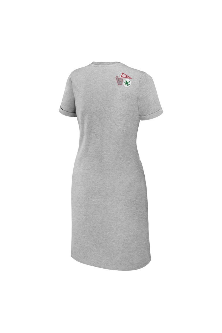 Women's WEAR by Erin Andrews Heather Gray Ohio State Buckeyes Knotted T-Shirt Dress, Alternate, color, Heather Gray