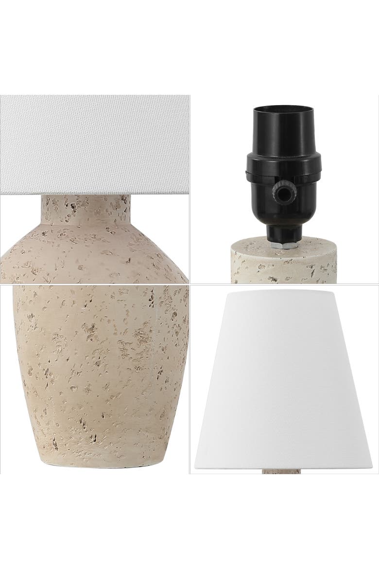 Xander 19.5" Minimalist Scandinavian Concrete Effect Resin/Iron Ginger Jar LED Table Lamp, Alternate, color, Matte Cream