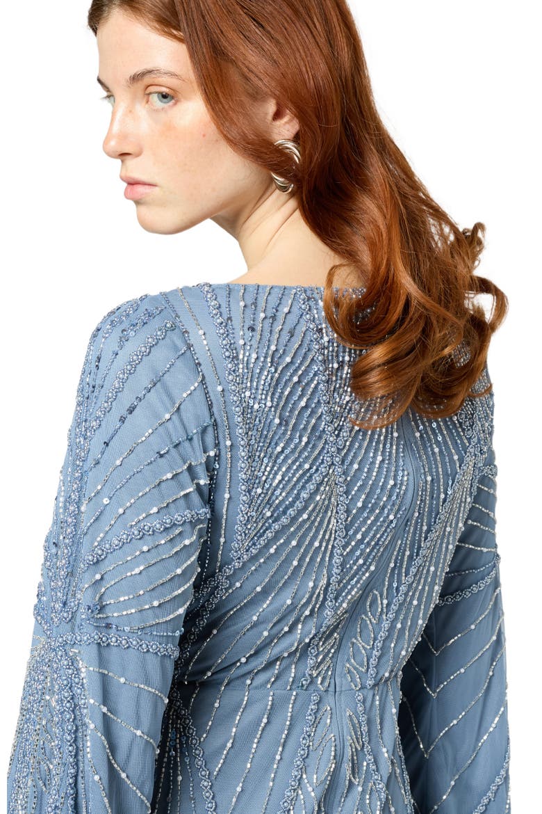 Modest Embellished Sequin Beaded Maxi Dress With Long Sleeves, Alternate, color, POWDER BLUE