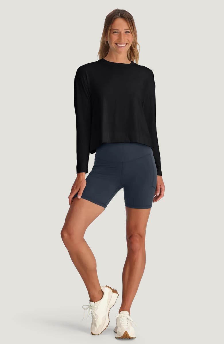 Free Fly Shade Crossover Long Sleeve Top, Alternate, color, Black