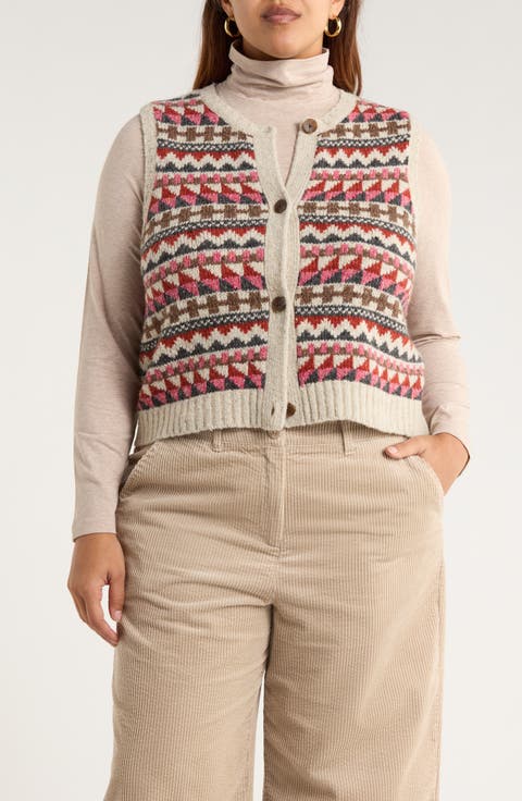 Dawson Pick Fair Isle Merino Wool Blend Sweater Vest (Plus)