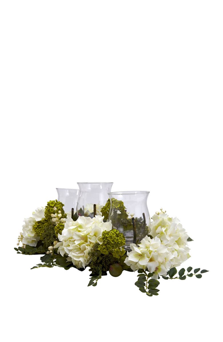 NEARLY NATURAL Snowball Hydrangea Triple Candelabrum, Main, color, 