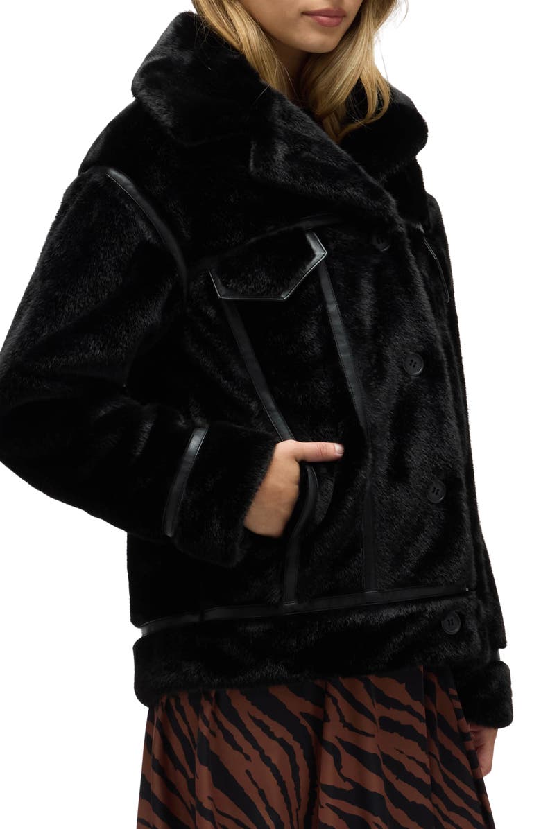 NVLT Western Faux Fur Jacket, Alternate, color, Black