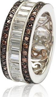 SUZY LEVIAN Sterling Silver Chocolate & White Baguette CZ Band
