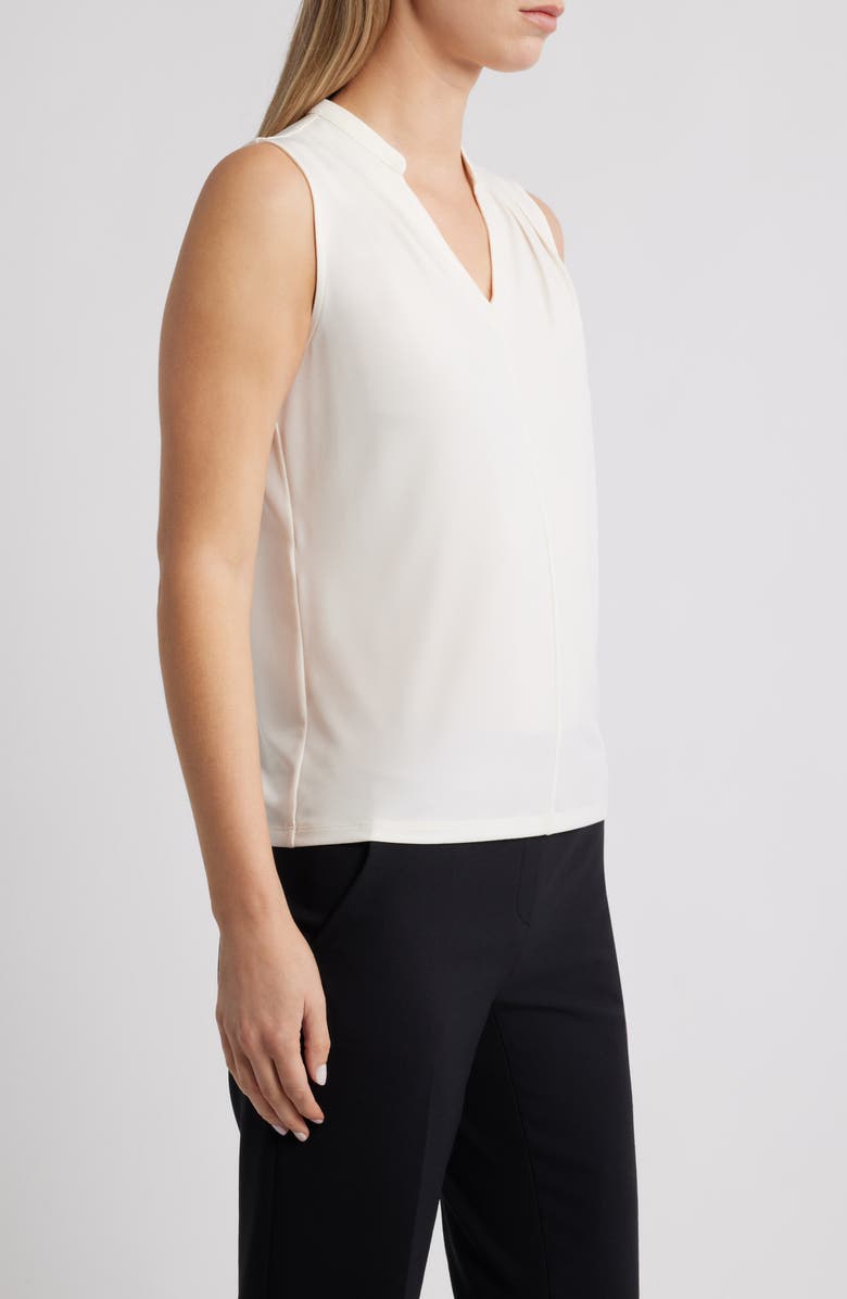 Anne Klein Pleat Shoulder Sleeveless Top, Alternate, color, White Dove