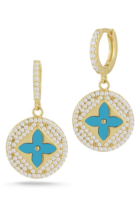 14K Gold Vermeil CZ Clover Earrings