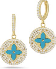 SPHERA MILANO 14K Gold Vermeil CZ Clover Earrings