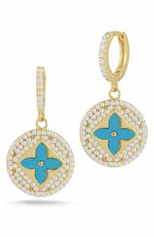 14K Gold Vermeil CZ Clover Earrings
