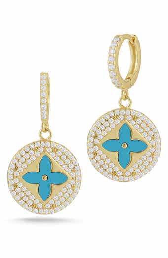 14K Gold Vermeil CZ Clover Earrings