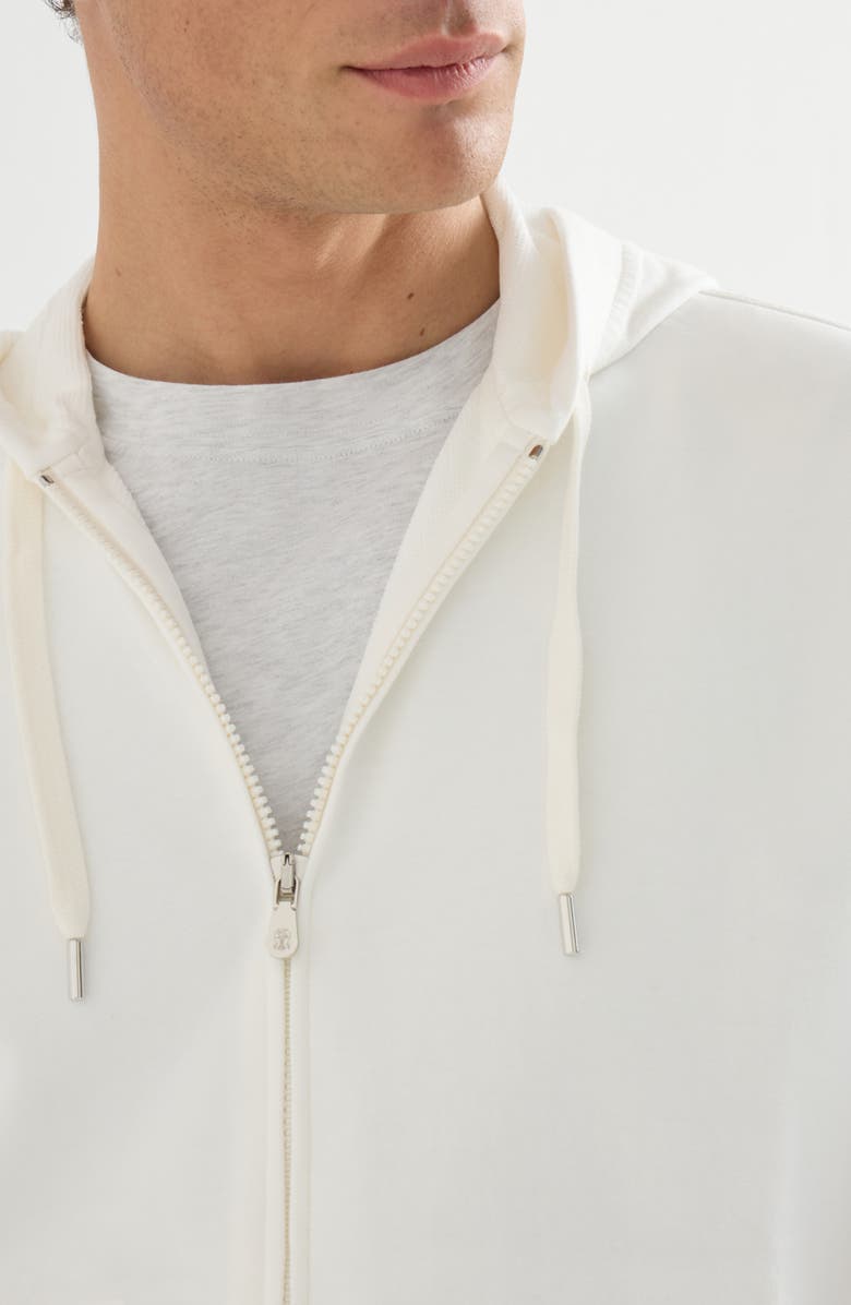 Brunello Cucinelli Hooded zip-up sweatshirt, Alternate, color, Off-White