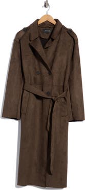 Noize Allison Faux Suede Trench Coat