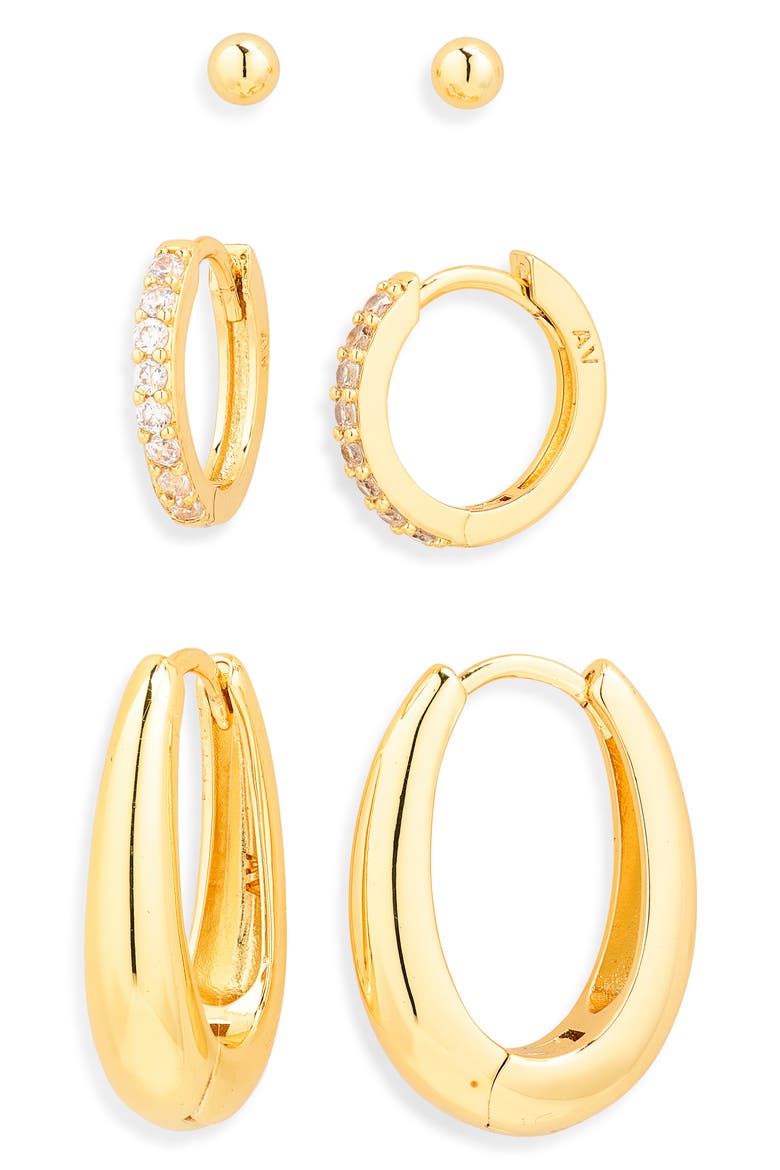 Cheryl Set of 3 Earrings, Main, color, GOLD
