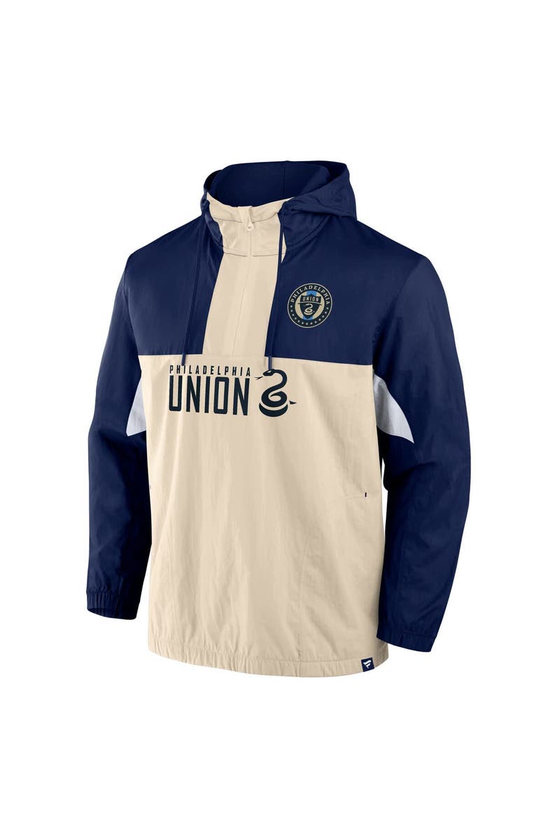 FANATICS Men's Fanatics Navy Philadelphia Union Free Kick Woven Quarter-Zip Hoodie Jacket, Alternate, color, Navy