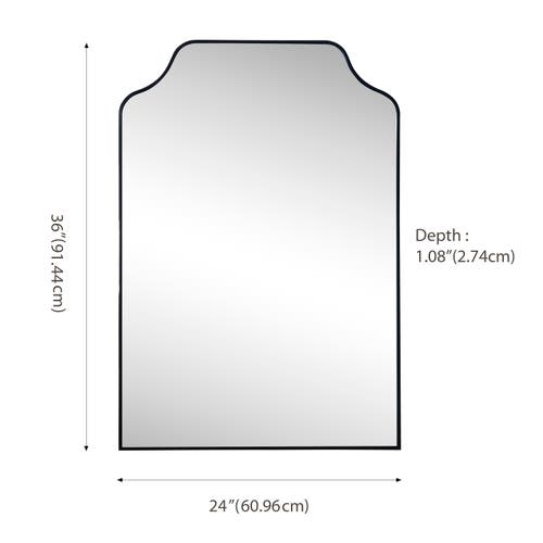 Jonathan Y Lindie Medium Scalloped-top Metal Framed Wall Mounted Mirror In Black