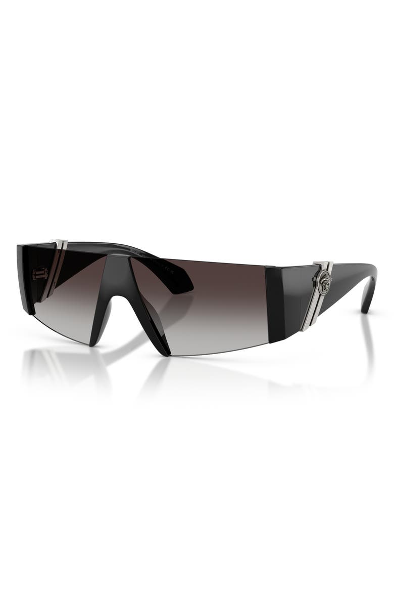 Versace 136mm Rectangular Sunglasses, Alternate, color, Black / Grey Gradient