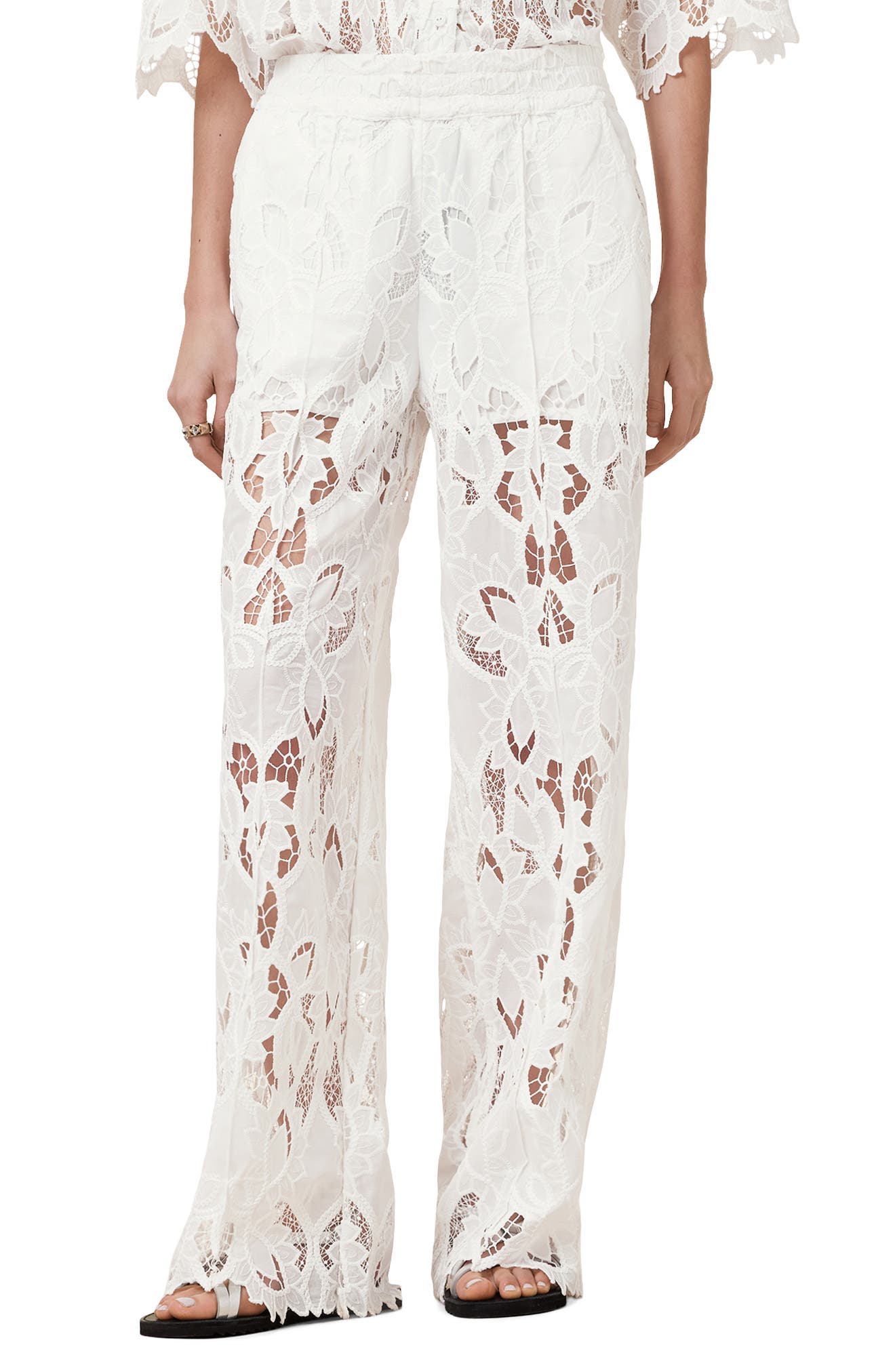 AllSaints Charli Embroidered Wide Leg Pants