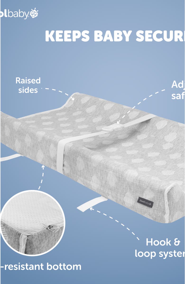 Jool Baby Soft Changing Pad + Washable Cover, Non-Slip - Fits Standard Changing Tables & Dressers, Alternate, color, Gray - Cloud