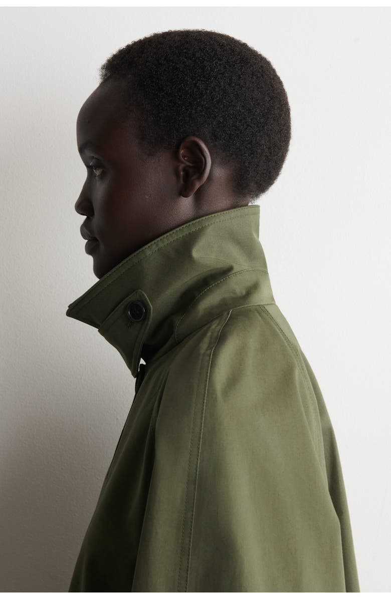 COS A-line Cotton-twill Jacket, Alternate, color, Khaki