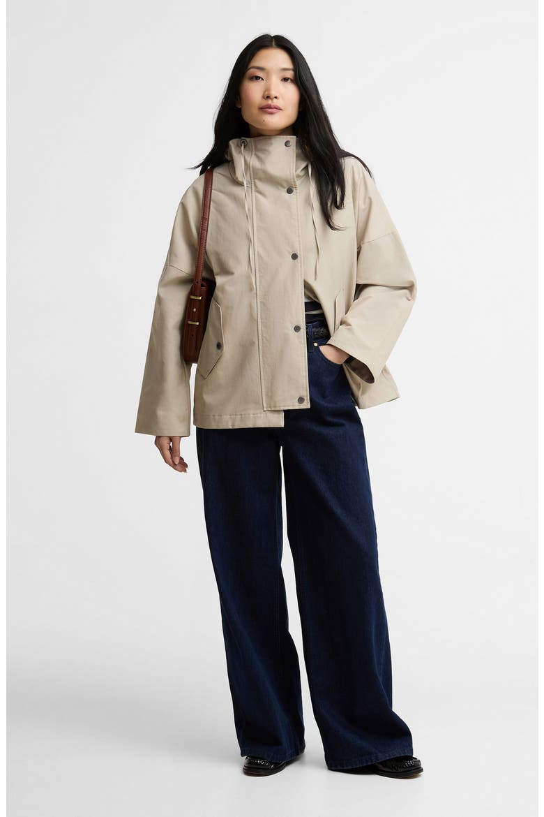 Kingswood Showerproof Hooded Jacket, Alternate, color, LIGHT SAND/ NAVY GINGHAM