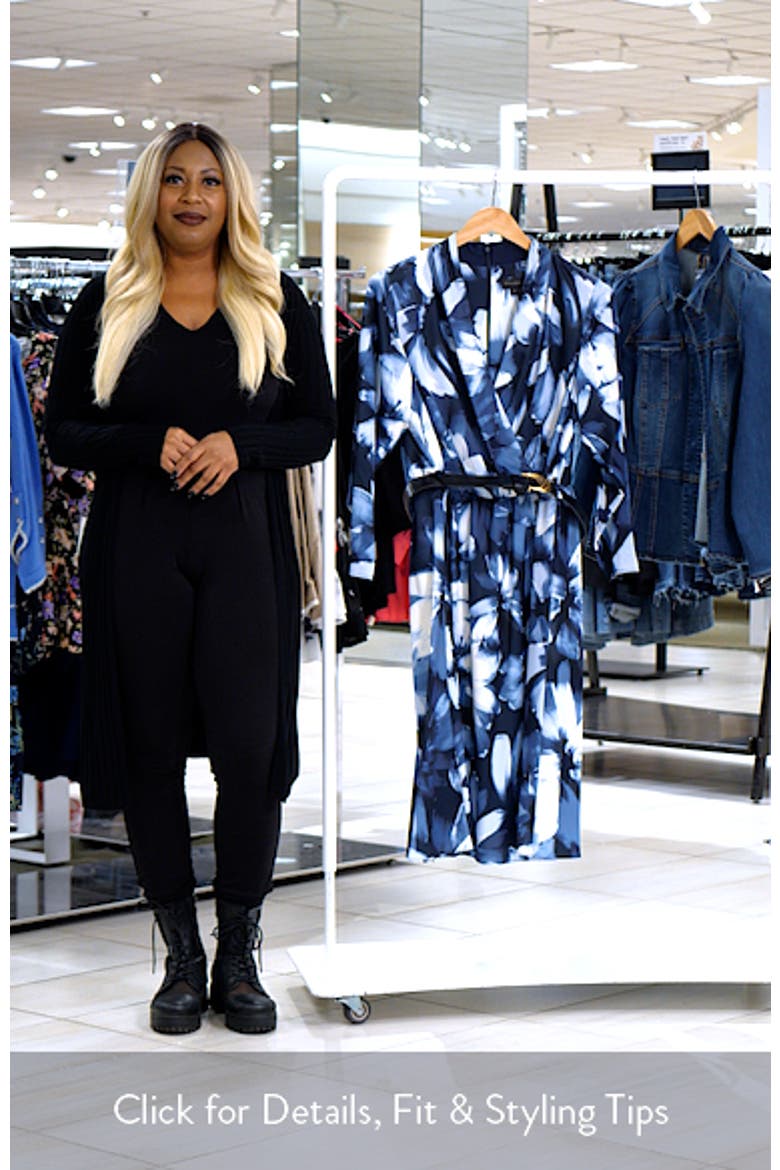 Abstract Floral Belted Midi Dress video