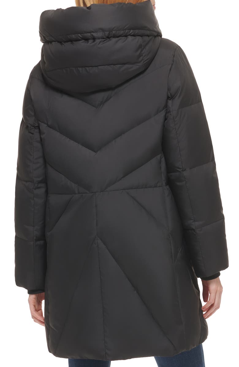 Cole Haan Cocoon Hooded Down & Feather Fill Puffer Jacket with Faux Fur Trim, Alternate, color, 