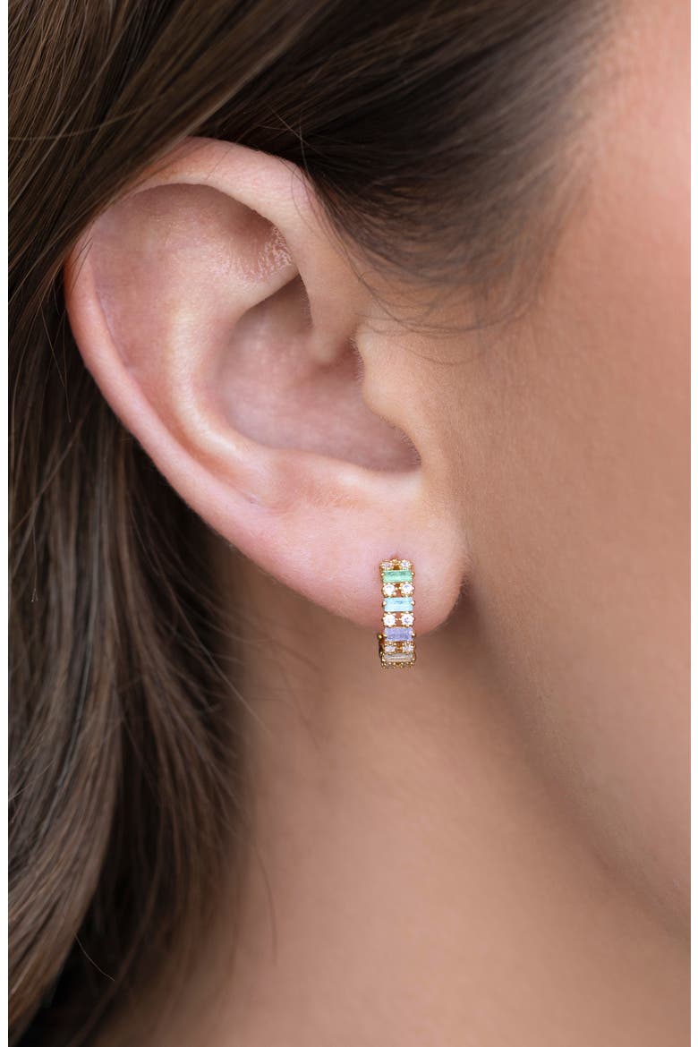 Aloe Huggie Hoop Earrings, Alternate, color, GOLD