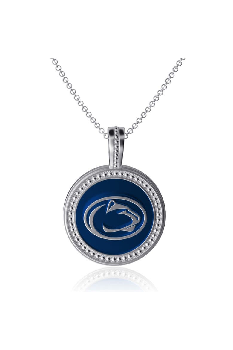 Women's Dayna Designs Penn State Nittany Lions Enamel Silver Coin Necklace, Main, color, Silver