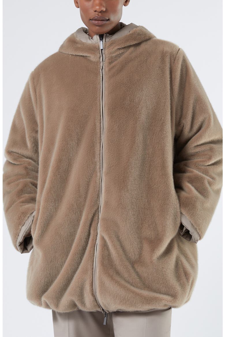 Zuara Reversible Faux Fur Coat, Alternate, color, BEIGE