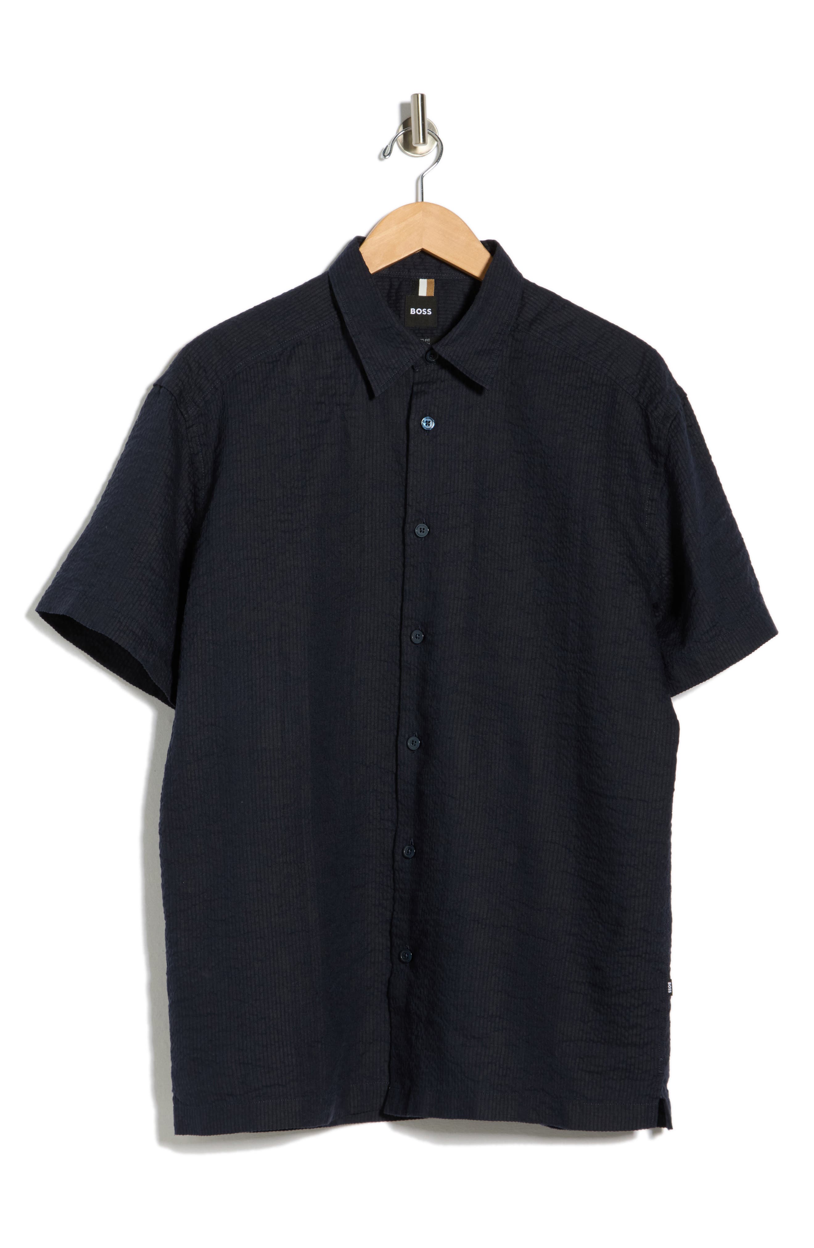 BOSS Cory Short Sleeve Linen Button-Up Shirt