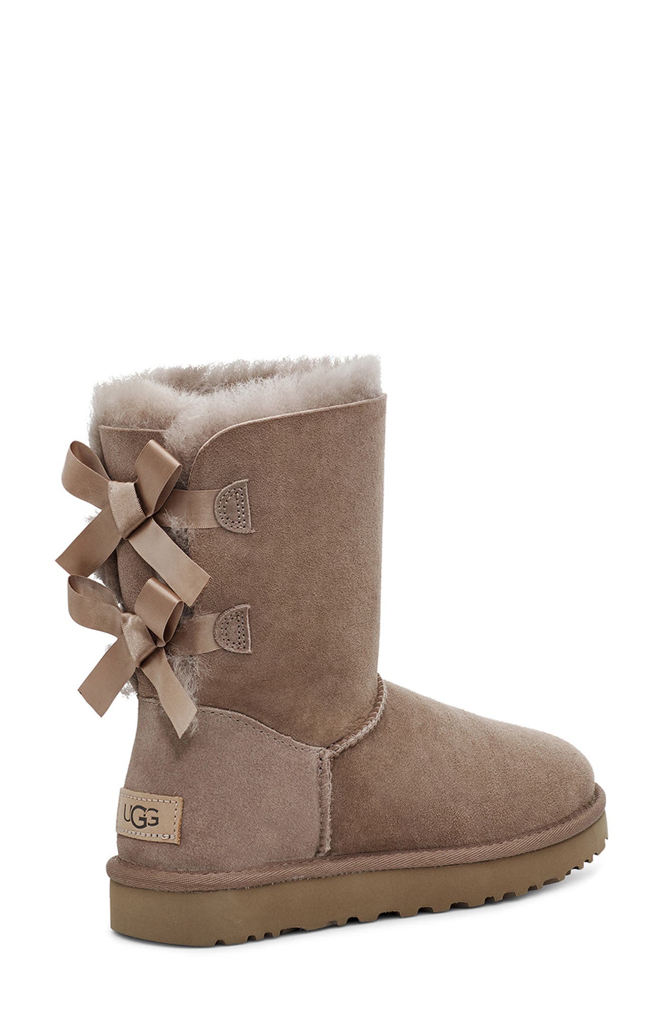 Bailey Bow II Genuine Shearling Boot, Alternate, color, CARIBOU SUEDE