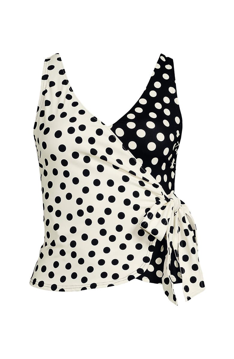 Lands' End Chlorine Resistant Side Tie V-neck Tankini Swimsuit Top, Alternate, color, 