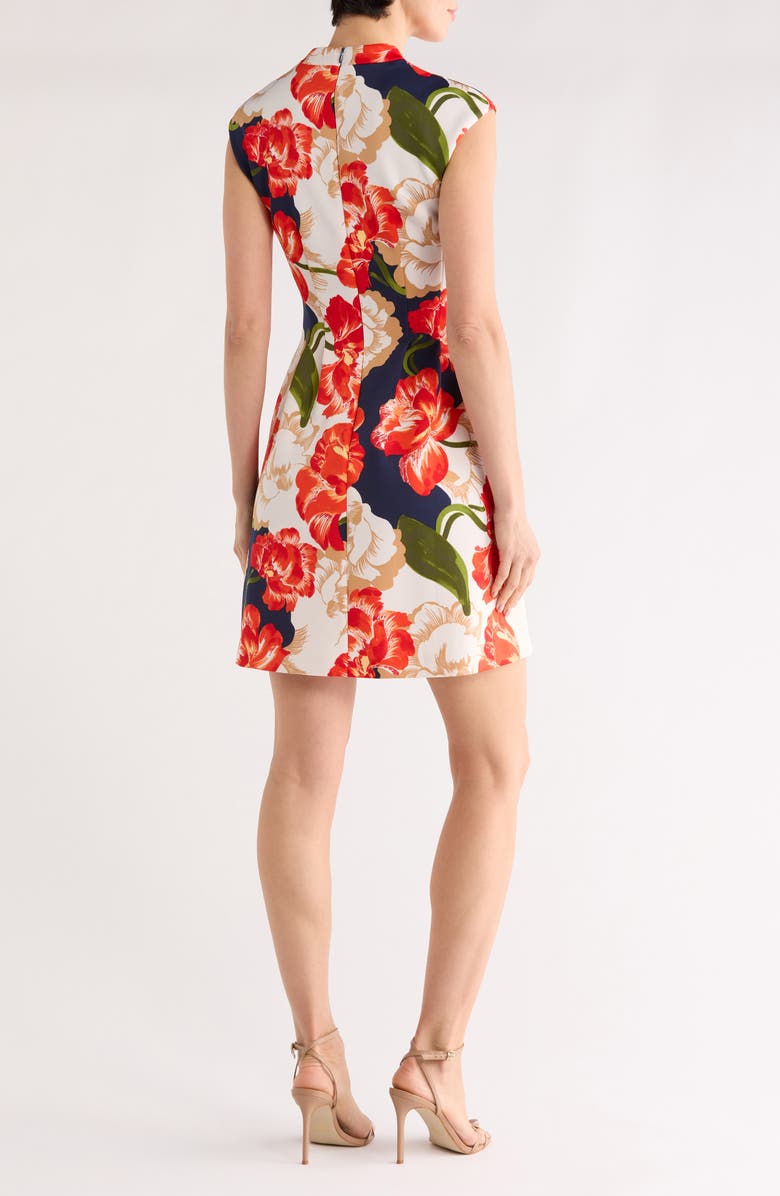 Vince Camuto Scuba Cap Sleeve Dress, Alternate, color, Coral Multi