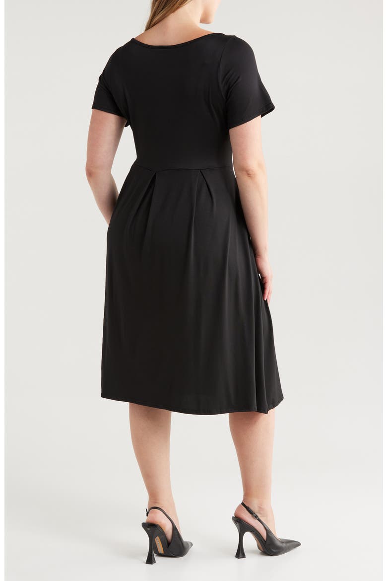 Stretch A-Line Midi Dress, Alternate, color, BLACK