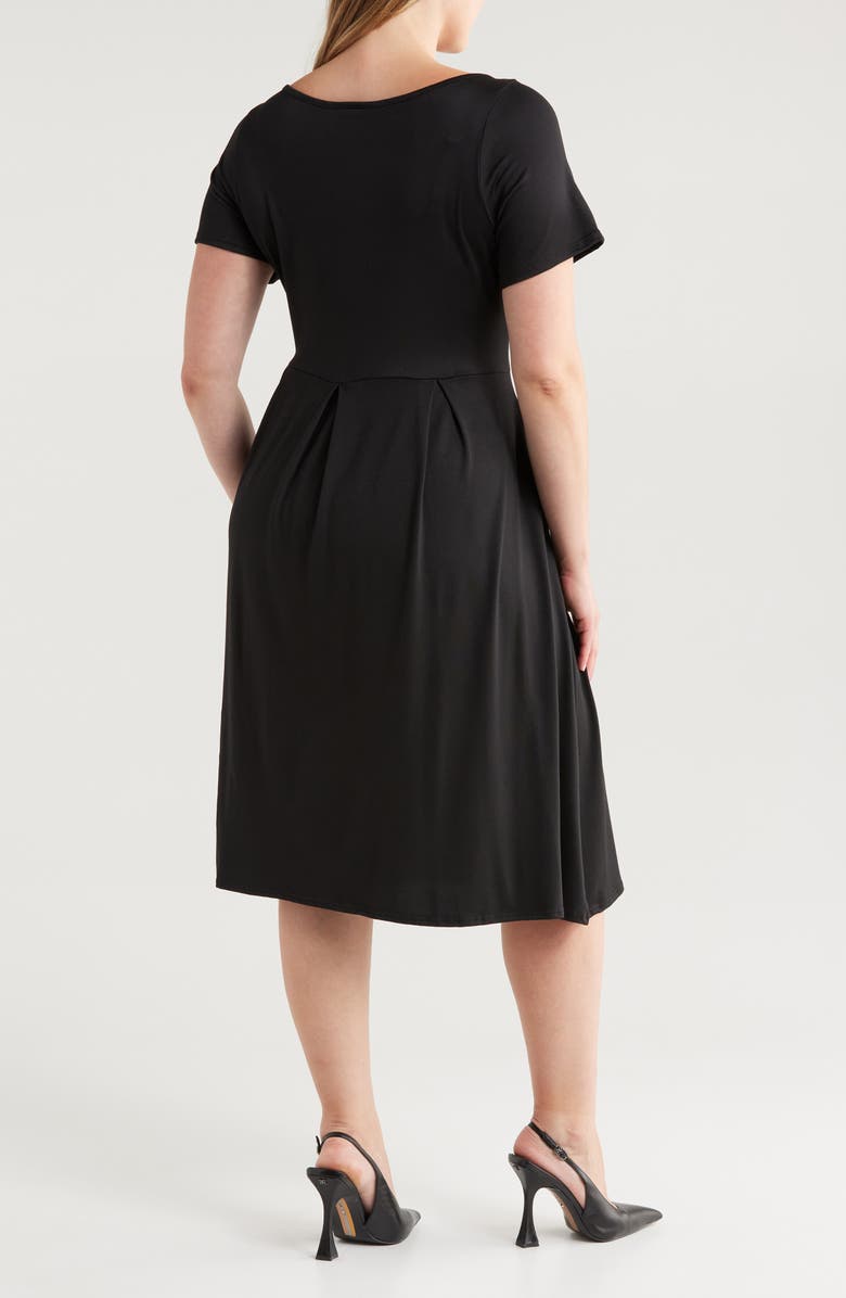 24seven Comfort Apparel Stretch A-Line Midi Dress, Alternate, color, Black