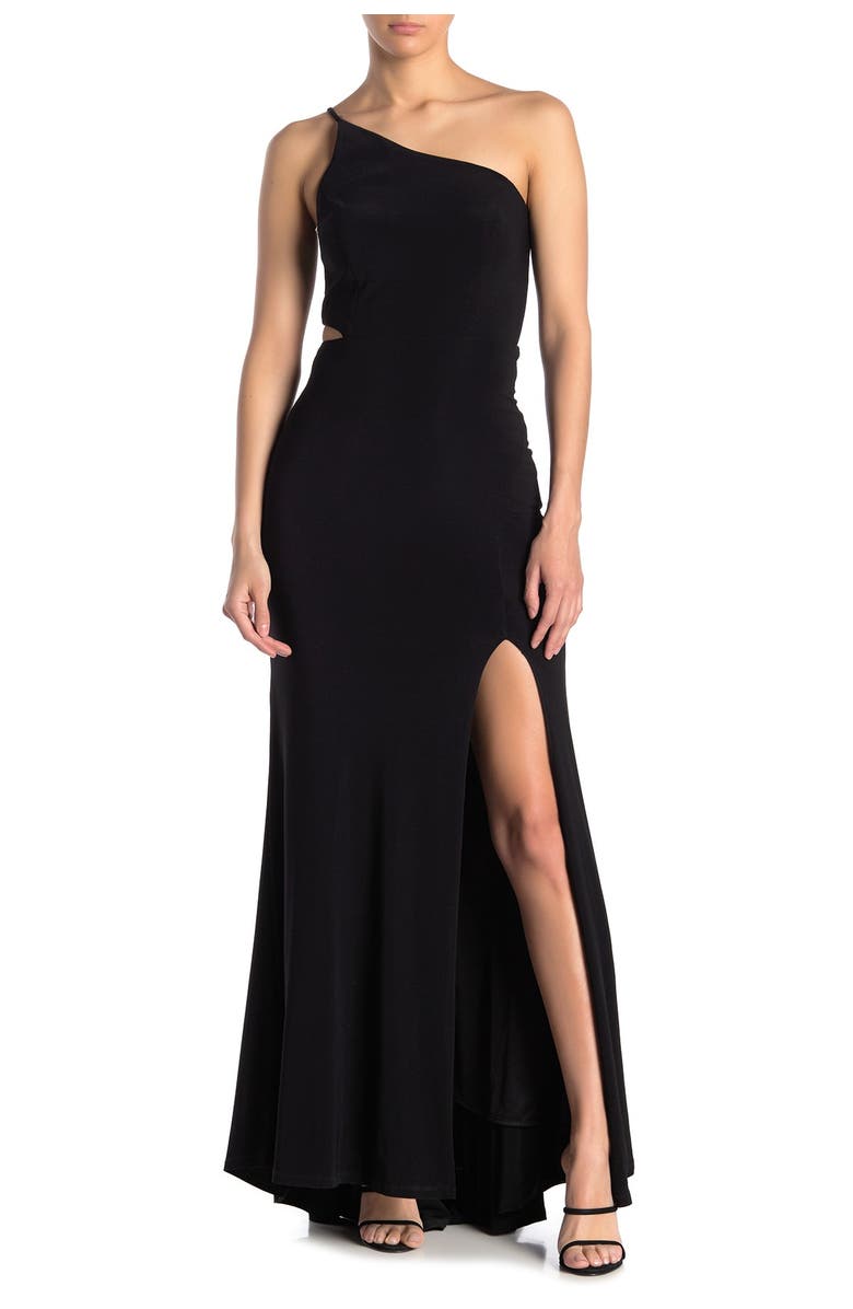 Jump Apparel One-Shoulder Side Cutout Gown, Main, color, 