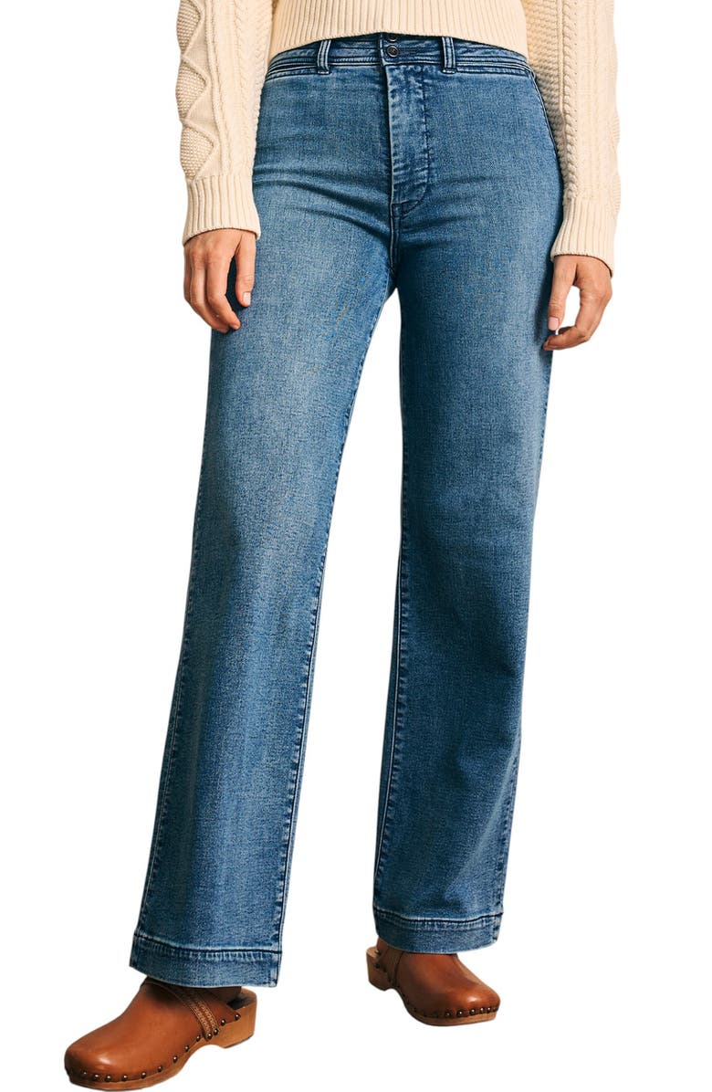 Faherty Stretch Terry Wide Leg Jeans, Main, color, 