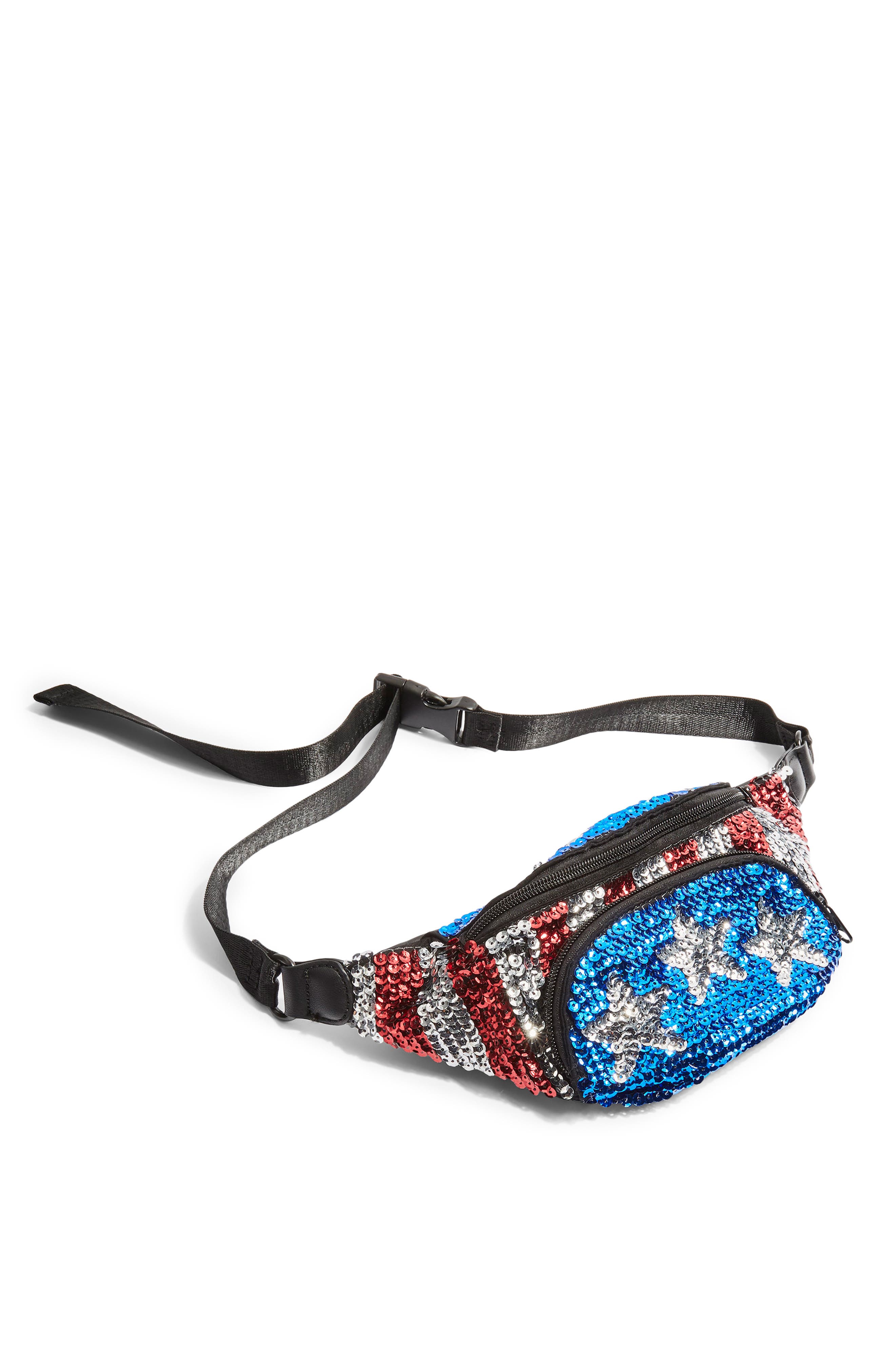 Florida Sequin Bum Bag, Alternate, color, BLUE MULTI