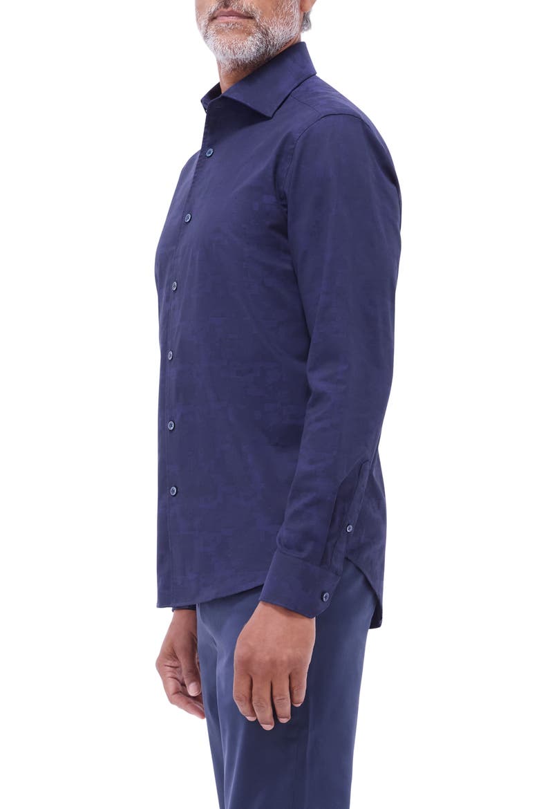 Axel Shaped Fit Stretch Cotton Button-Up Shirt, Alternate, color, NAVY