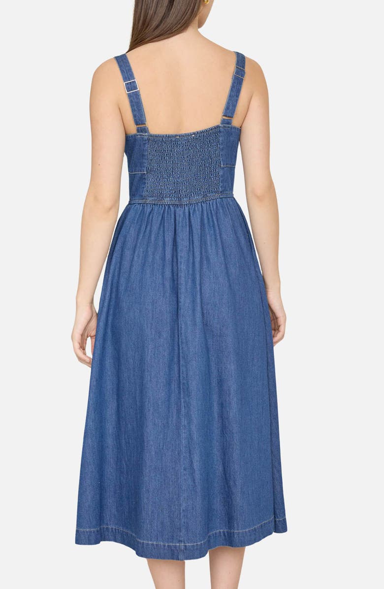 Blu Pepper Sleeveless Lace-Up Denim Midi Dress, Alternate, color, Denim
