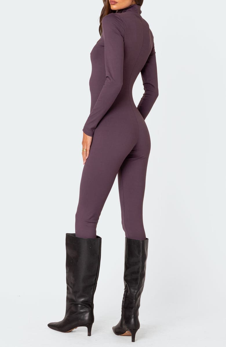 EDIKTED Zip Front Long Sleeve Jumpsuit, Alternate, color,