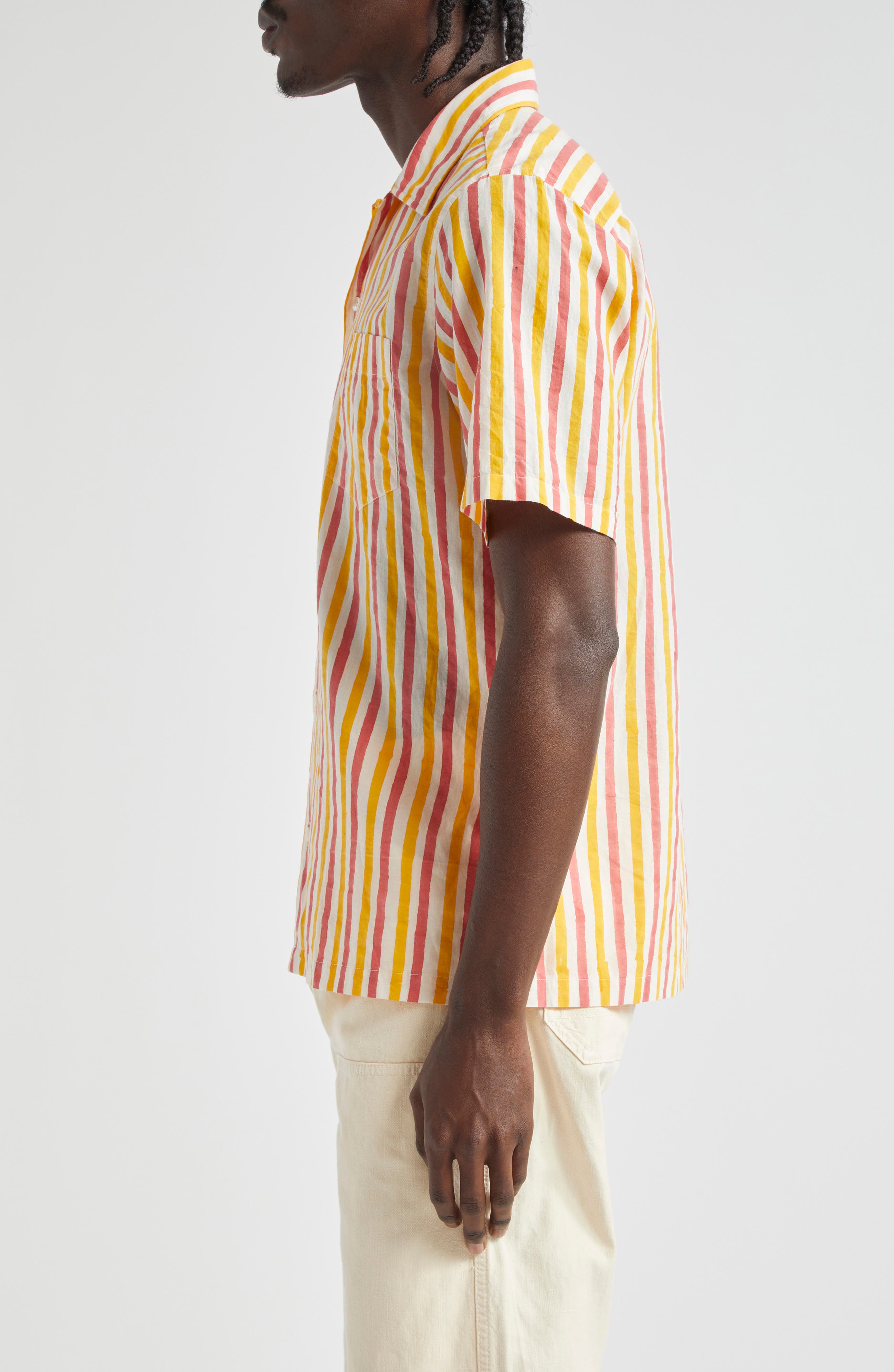 Drake's Block Stripe Cotton Camp Shirt (Men) | Nordstromrack