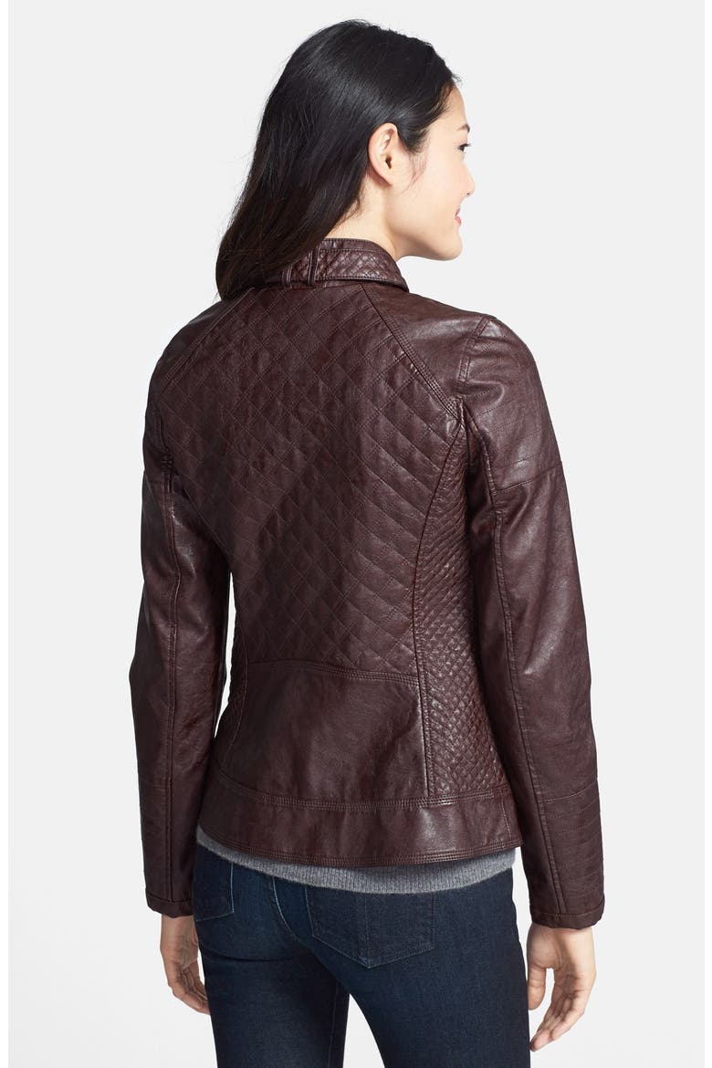 Quilted Faux Leather Jacket, Alternate, color, ESPRESSO