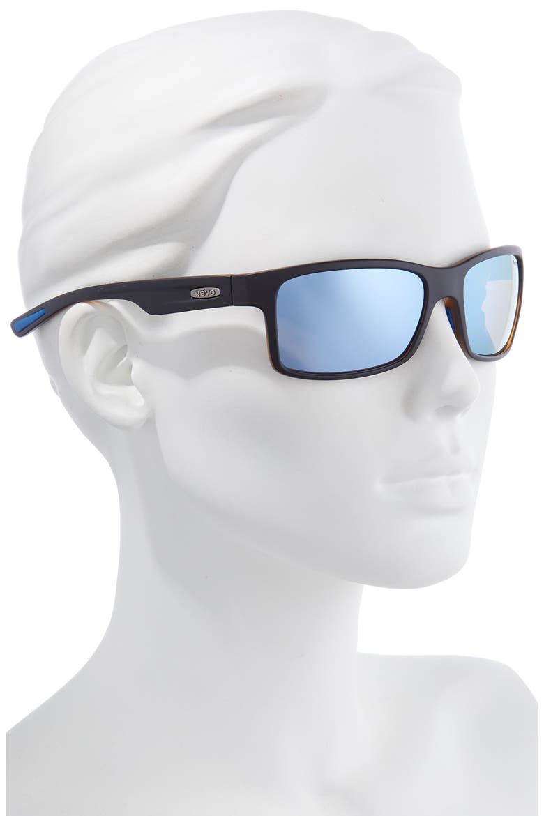 Crawler 59mm Polarized Rectangular Sunglasses, Alternate, color, MATTE BLACK/ TORT/ BLUE WATER