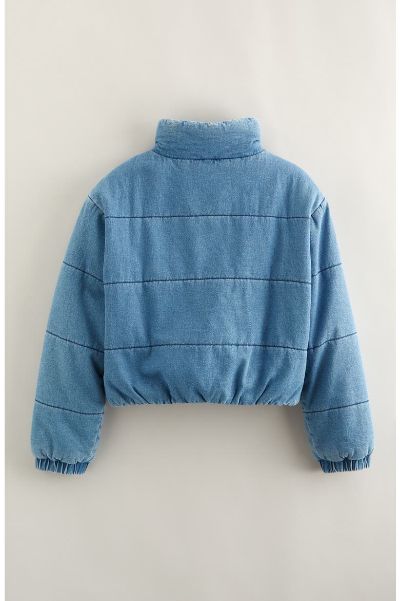 Kids' Denim Puffer Jacket, Alternate, color, MID GEM WASH